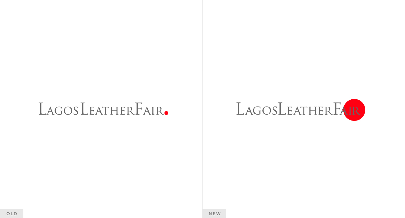 A picture showing the Lagos Leather Fair old and new logos for comparison purposes